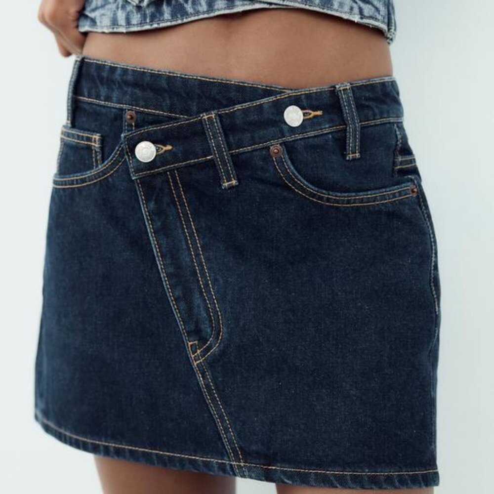 ZARA DENIM MINI SKIRT - Picture 1 of 9